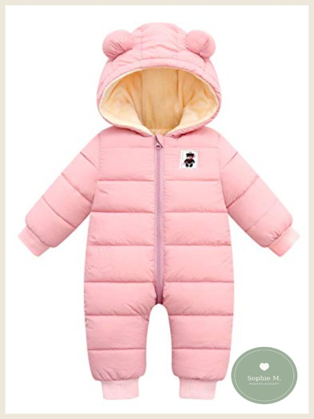 Baby Snowsuit Winter Puffer Jacket Hooded Romper One-Piece